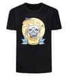Thumbnail Black tall T-shirt with large skull cocktail graphic, flat front view.